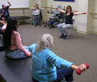 Barb providing a fitness class.